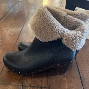UGG Black and Tan Shearling Boots